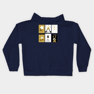 Merry Christmas cards 2 - black, white and gold Kids Hoodie